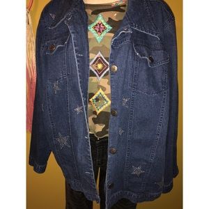 Denim jacket with sequined stars